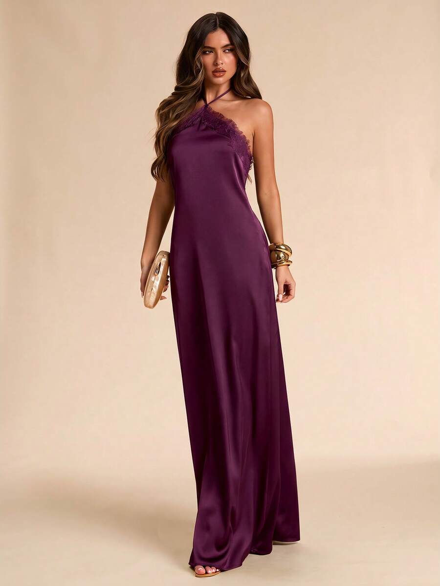 Giselle™ | Halter Lace Maxi Dress