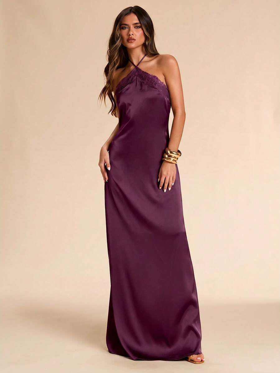 Giselle™ | Halter Lace Maxi Dress