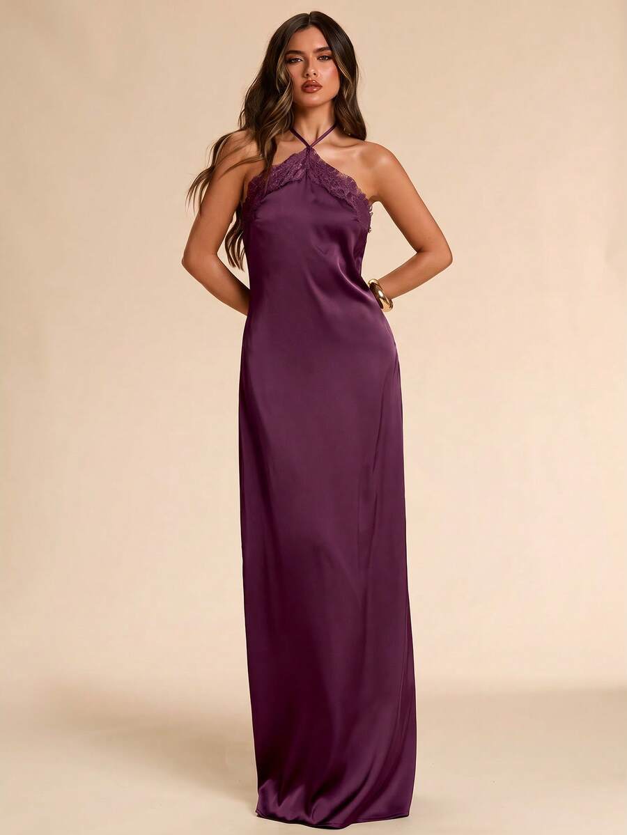 Giselle™ | Halter Lace Maxi Dress