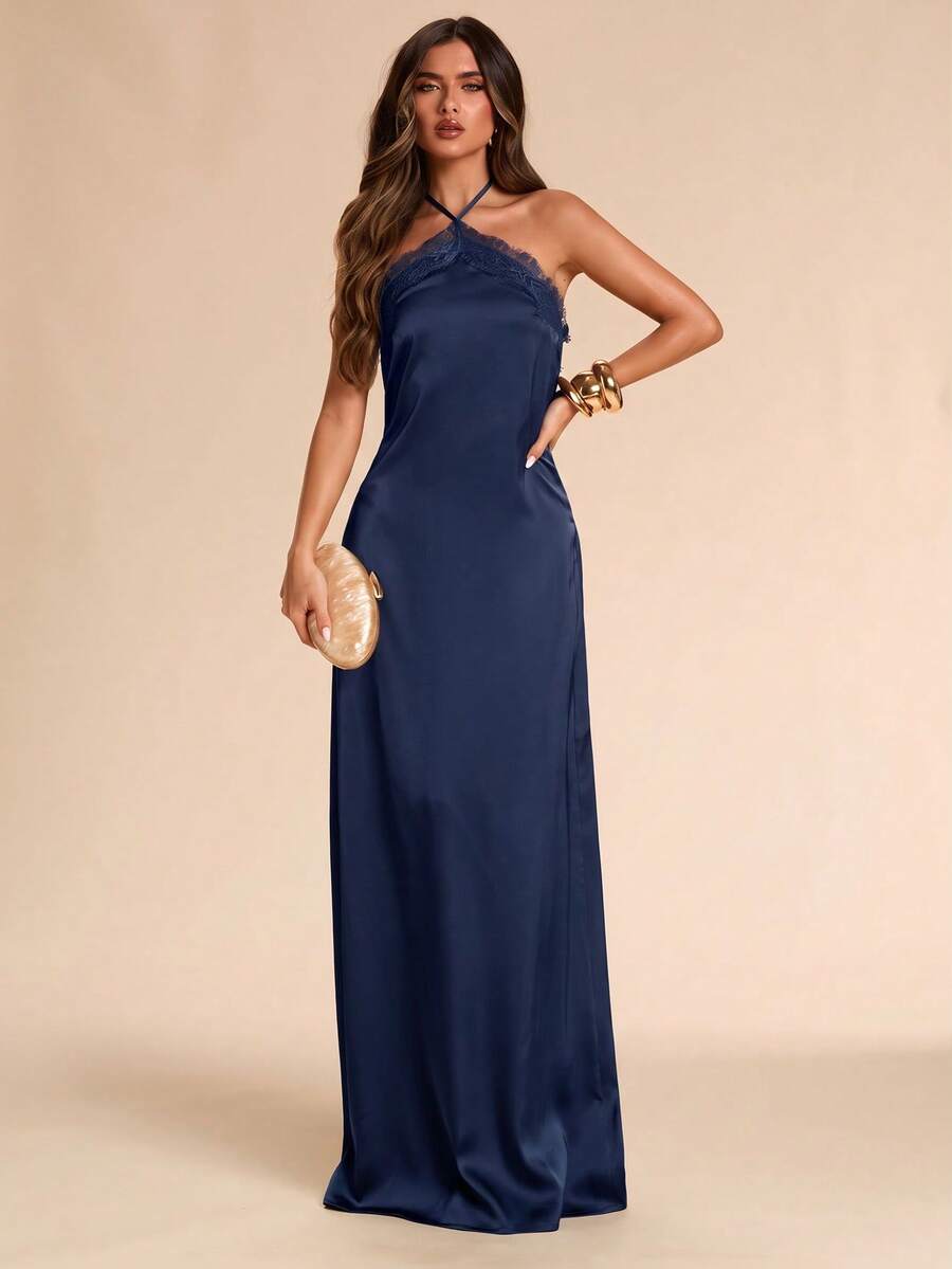 Giselle™ | Halter Lace Maxi Dress