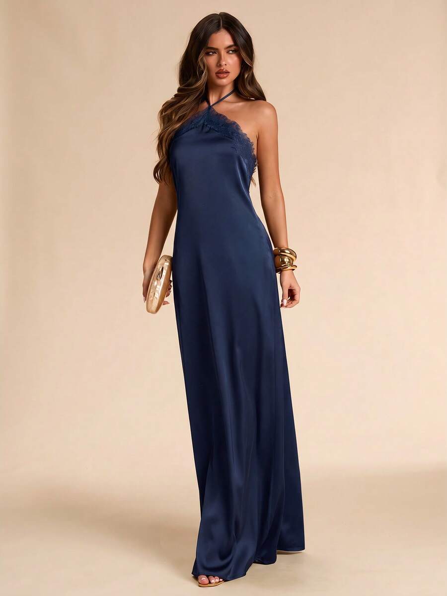 Giselle™ | Halter Lace Maxi Dress