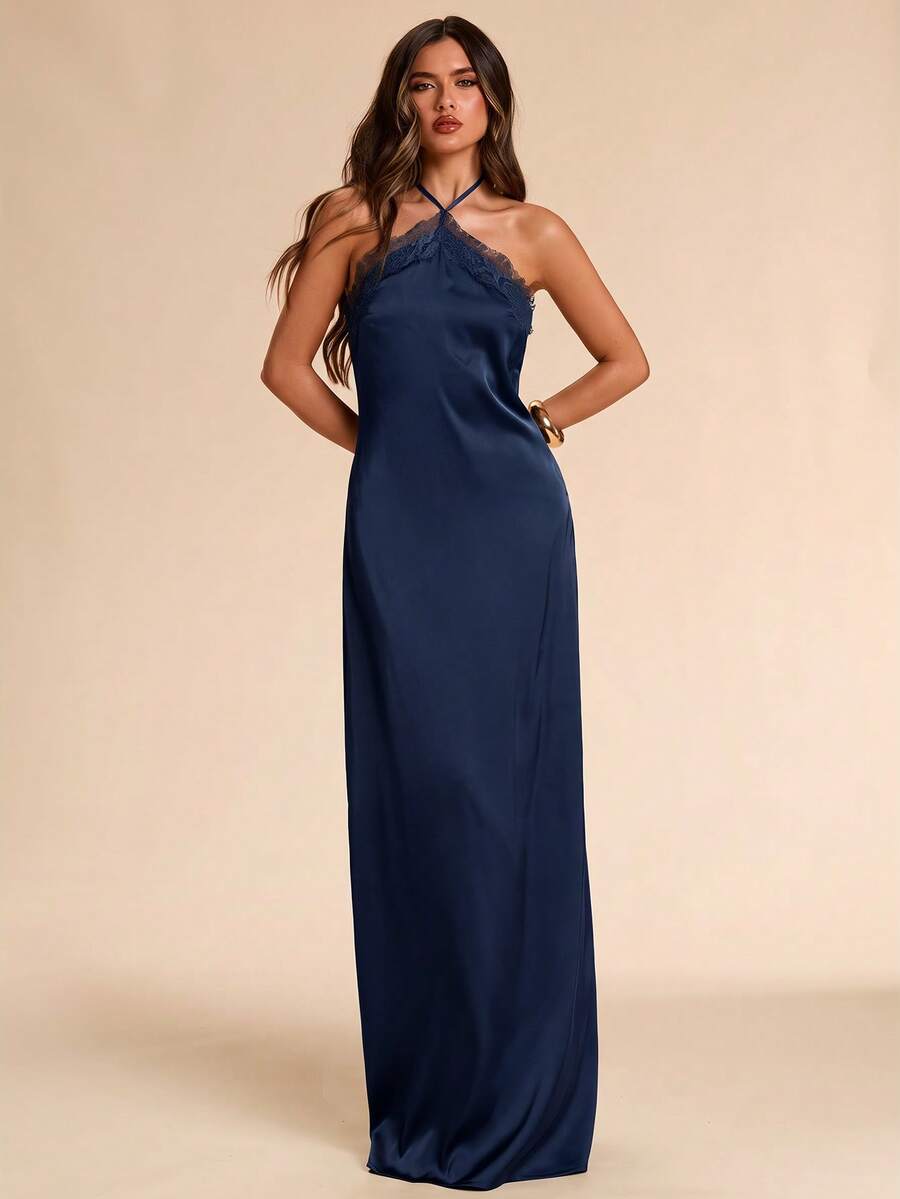 Giselle™ | Halter Lace Maxi Dress