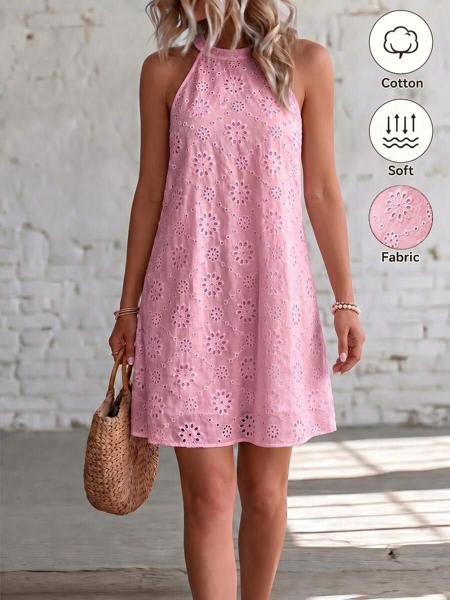 Henley™ | Eyelet Keyhole Halter Mini Dress