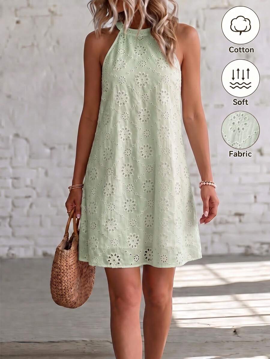 Henley™ | Eyelet Keyhole Halter Mini Dress