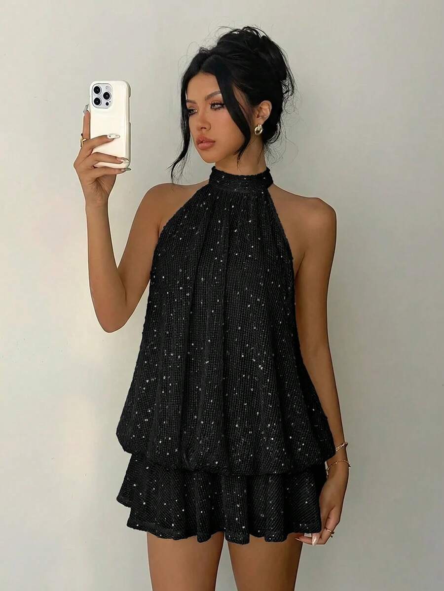Saoirse™ | Contrast Lace Halter Mini Dress