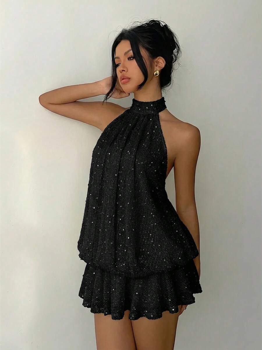 Saoirse™ | Contrast Lace Halter Mini Dress