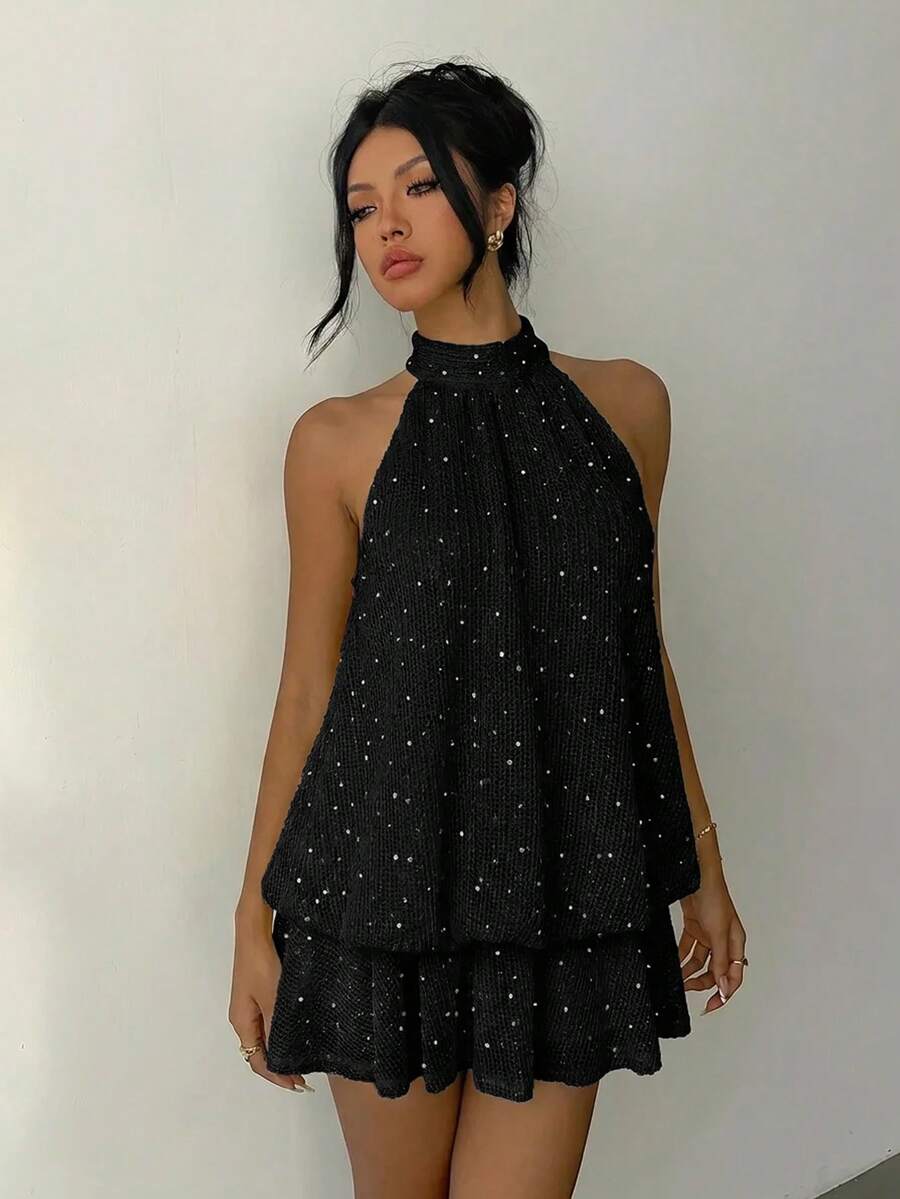 Saoirse™ | Contrast Lace Halter Mini Dress