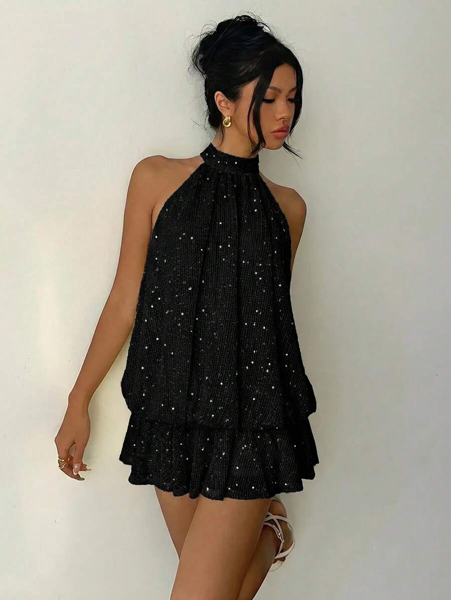 Saoirse™ | Contrast Lace Halter Mini Dress
