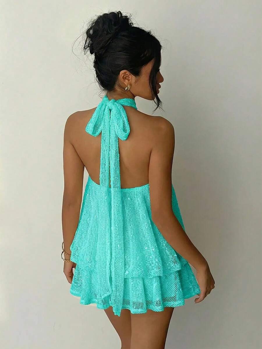 Saoirse™ | Contrast Lace Halter Mini Dress