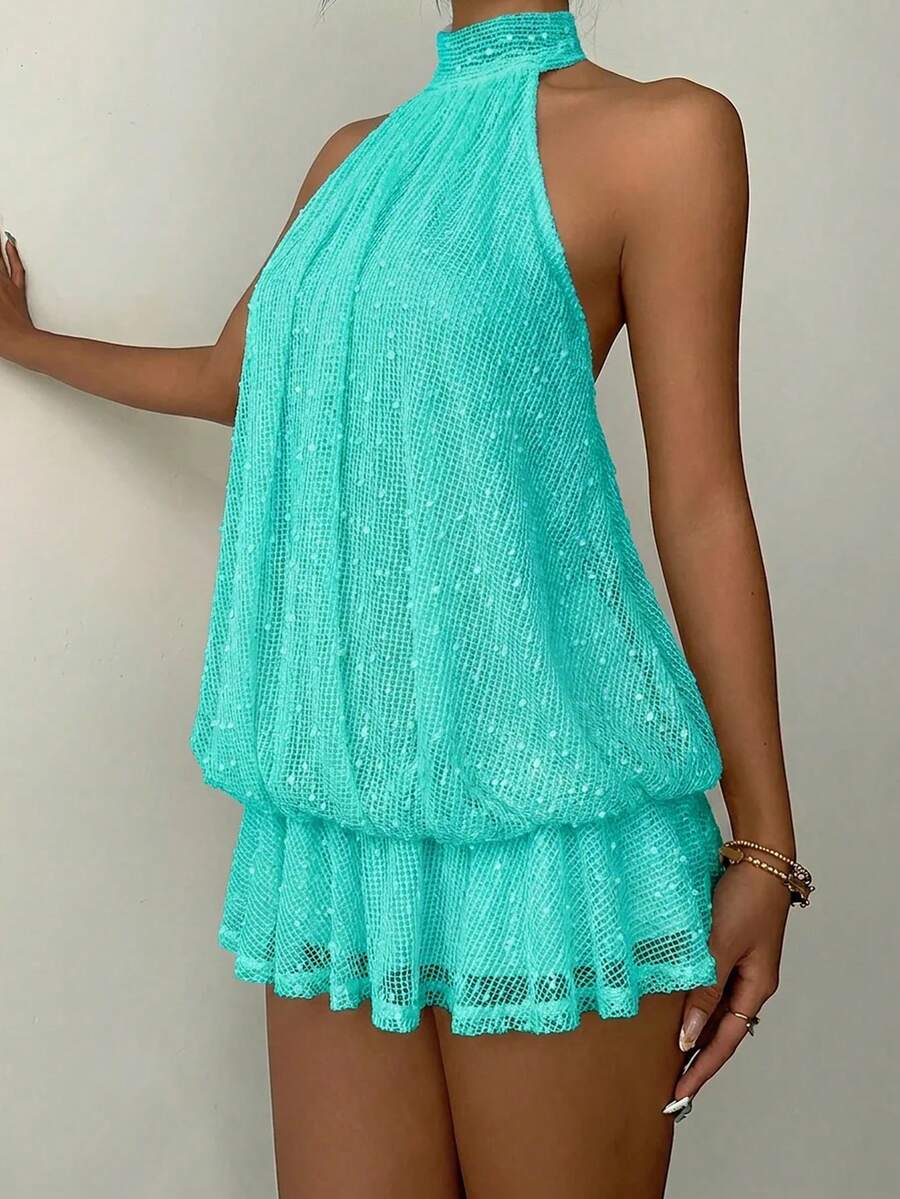 Saoirse™ | Contrast Lace Halter Mini Dress