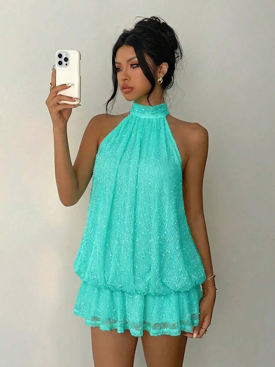 Saoirse™ | Contrast Lace Halter Mini Dress