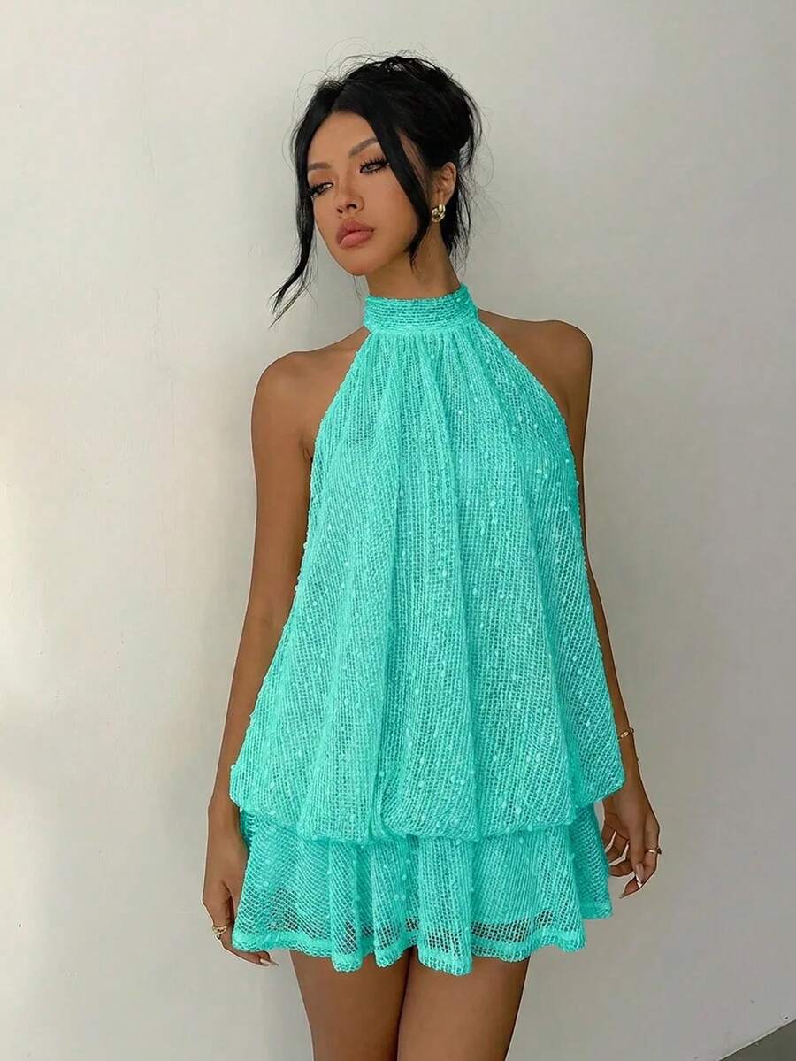 Saoirse™ | Contrast Lace Halter Mini Dress