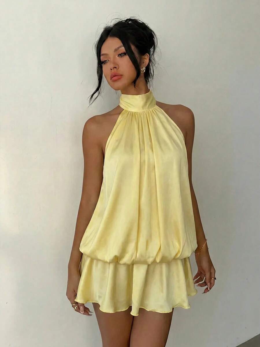 Saoirse™ | Contrast Lace Halter Mini Dress