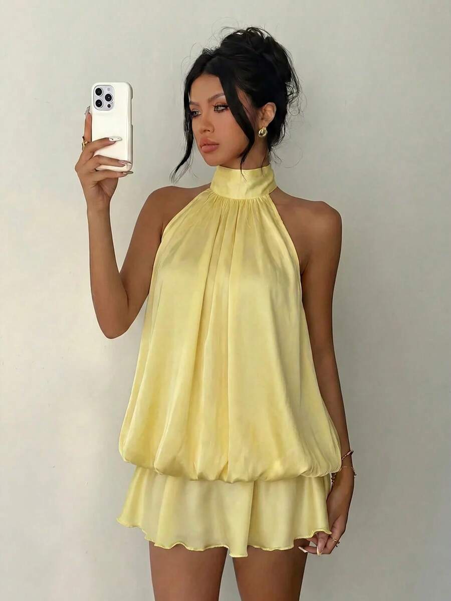 Saoirse™ | Contrast Lace Halter Mini Dress