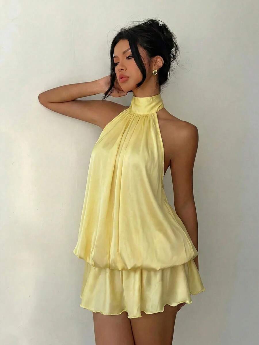 Saoirse™ | Contrast Lace Halter Mini Dress