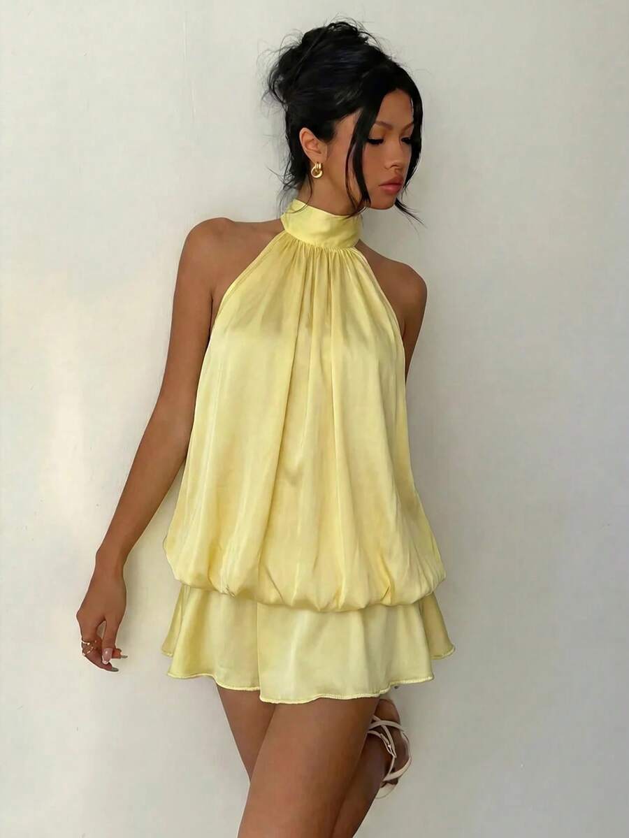 Saoirse™ | Contrast Lace Halter Mini Dress