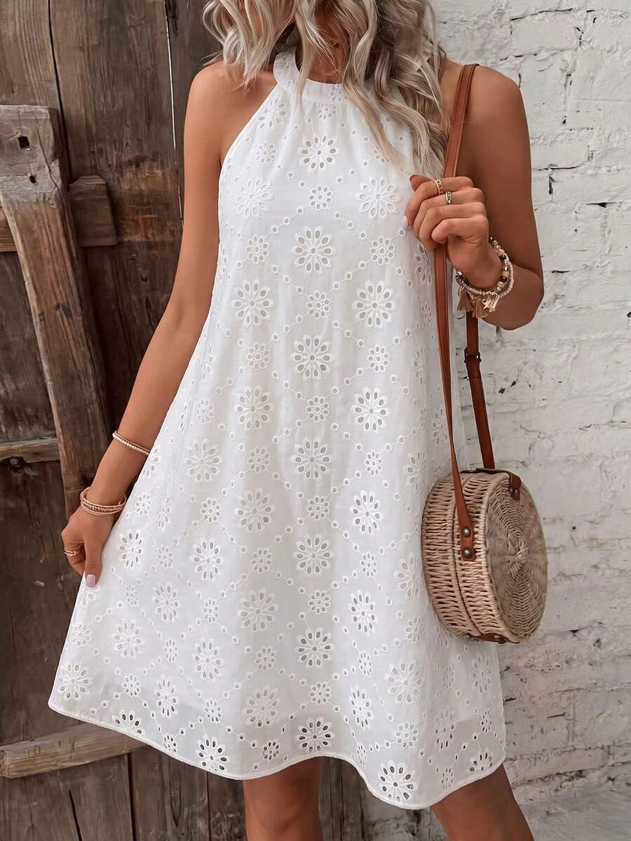 Henley™ | Eyelet Keyhole Halter Mini Dress