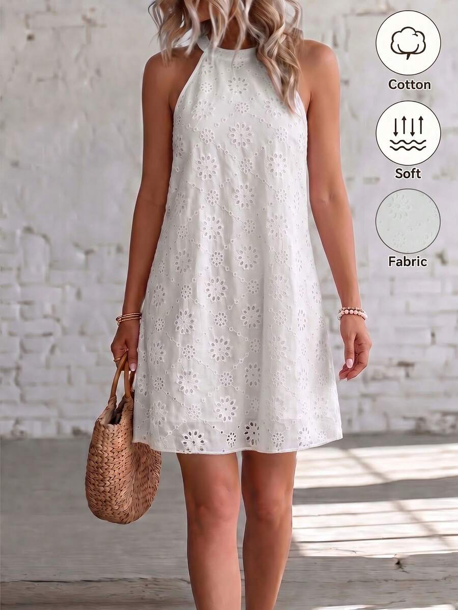 Henley™ | Eyelet Keyhole Halter Mini Dress