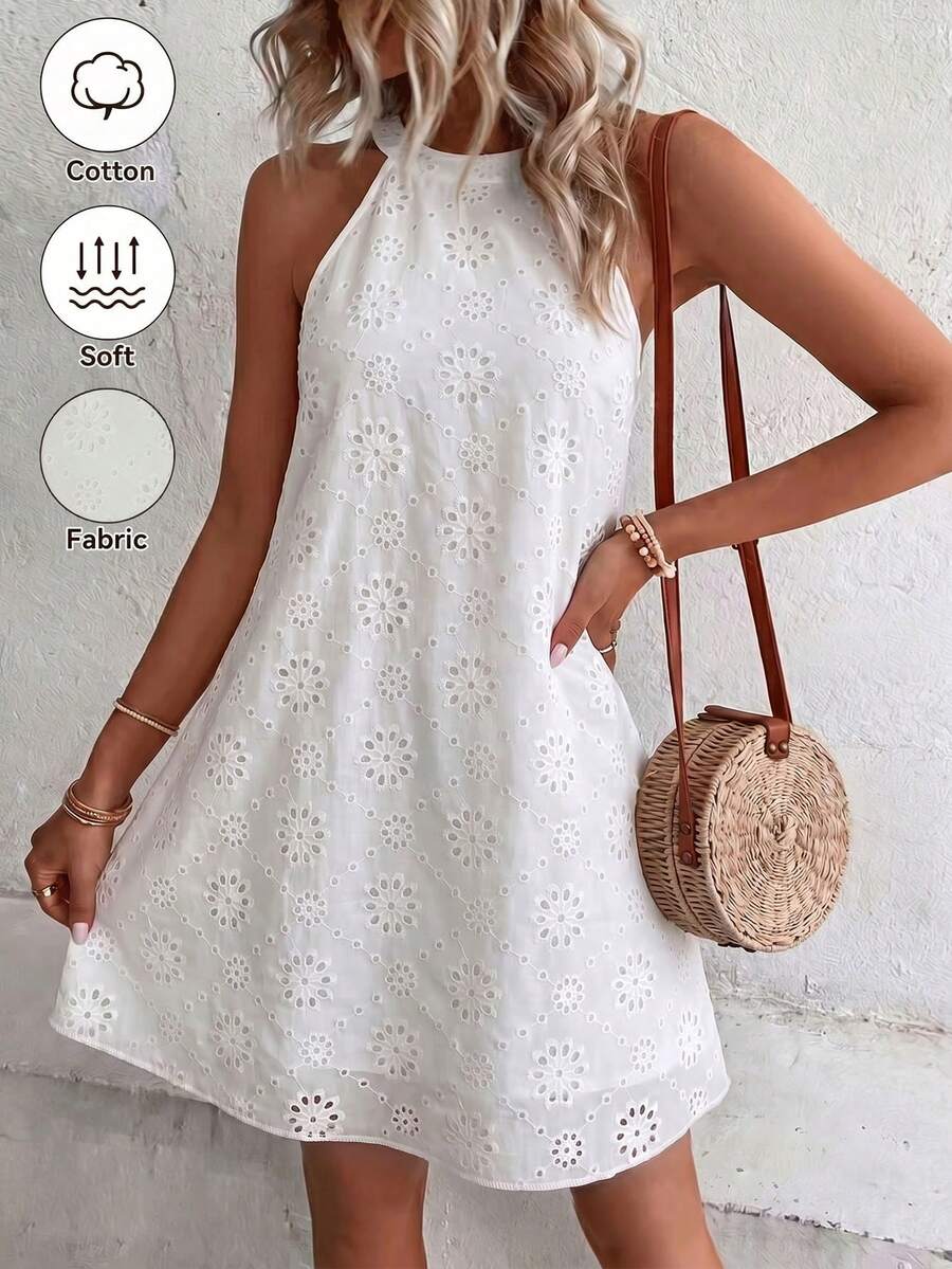 Henley™ | Eyelet Keyhole Halter Mini Dress