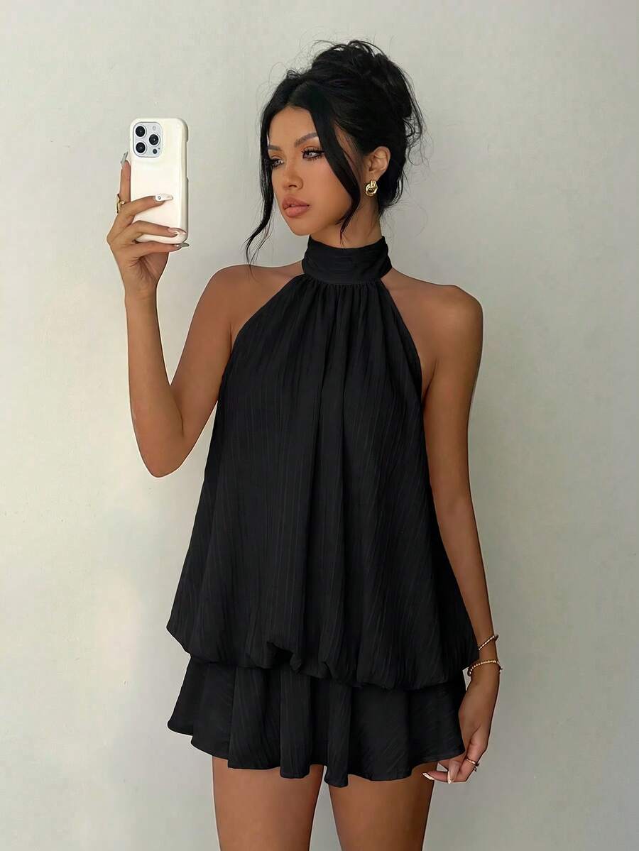 Saoirse™ | Contrast Lace Halter Mini Dress