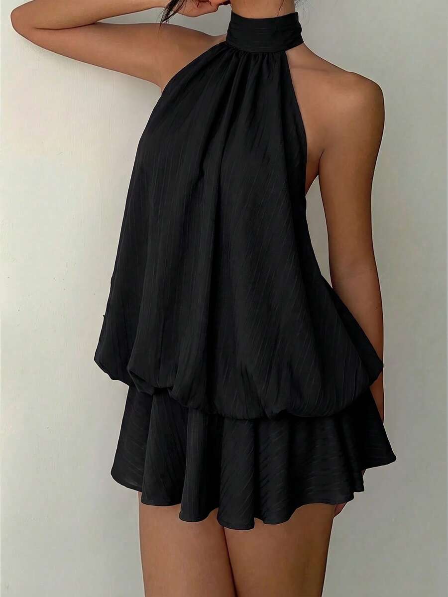 Saoirse™ | Contrast Lace Halter Mini Dress