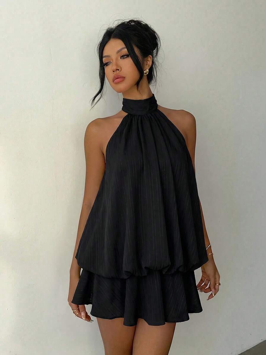 Saoirse™ | Contrast Lace Halter Mini Dress