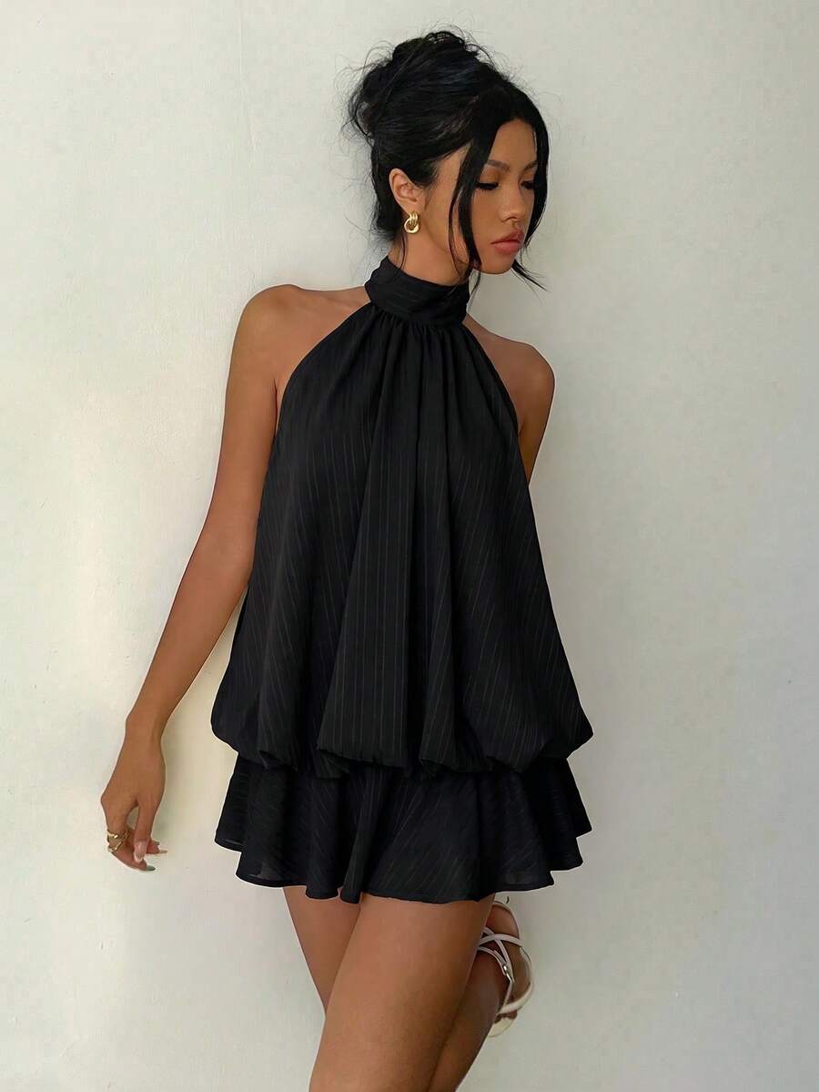 Saoirse™ | Contrast Lace Halter Mini Dress
