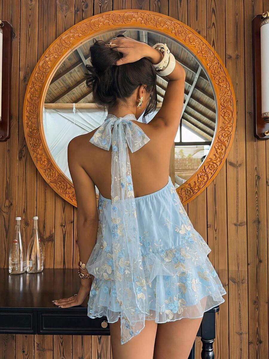 Saoirse™ | Contrast Lace Halter Mini Dress