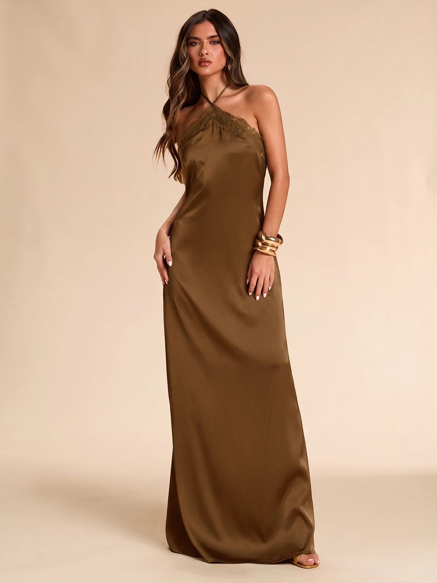 Giselle™ | Halter Lace Maxi Dress