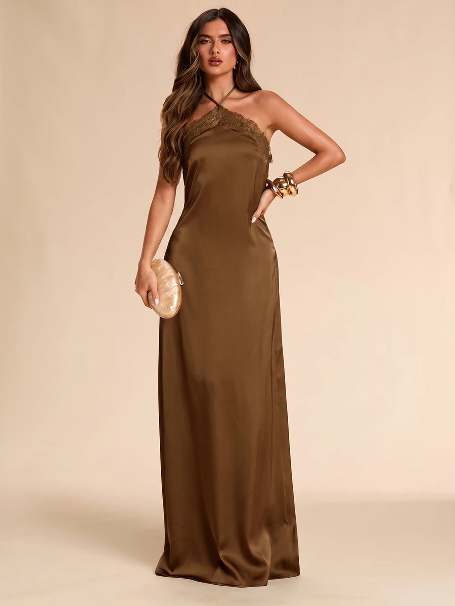 Giselle™ | Halter Lace Maxi Dress