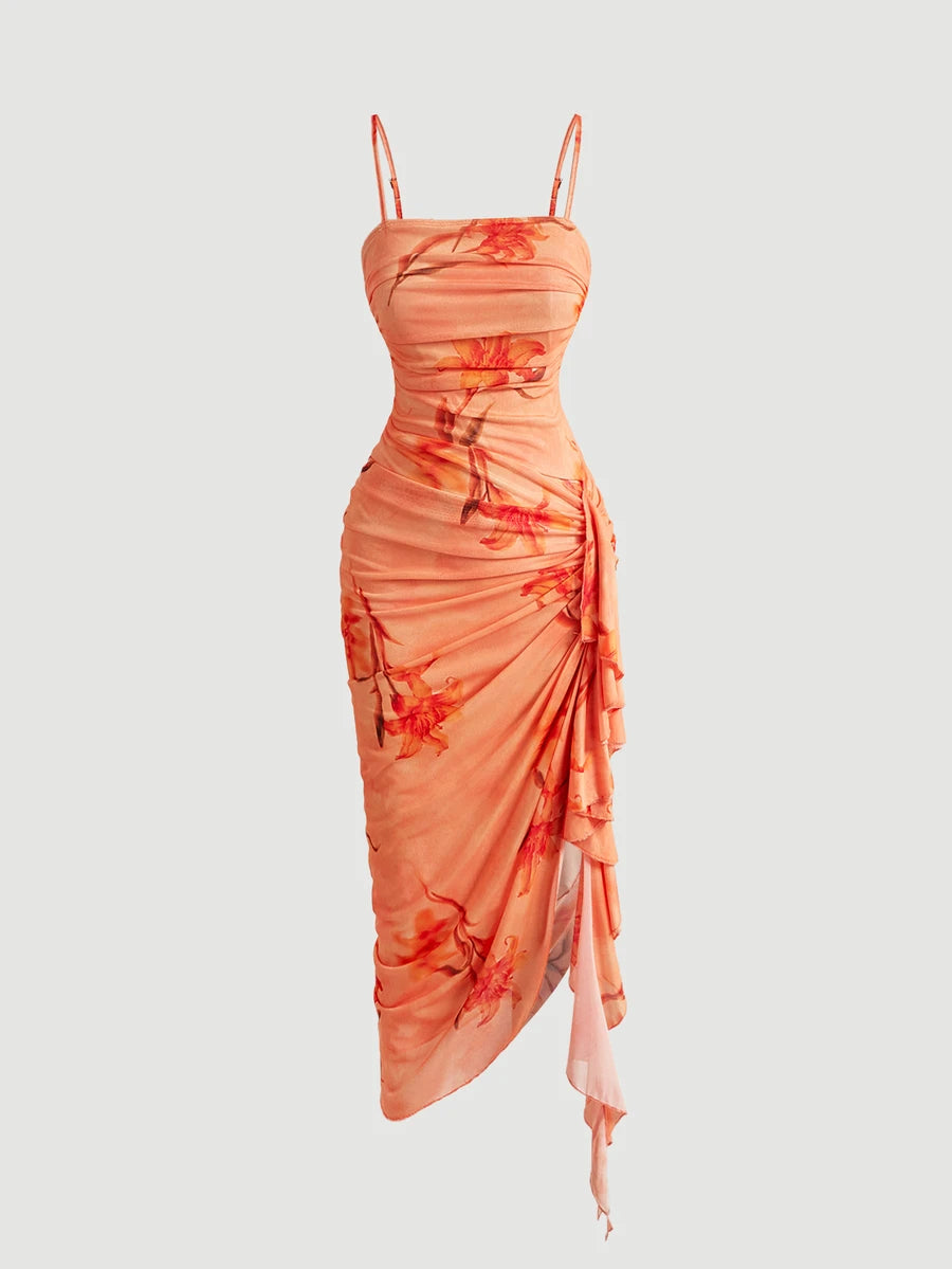 Anika™ | Ruffle Hem Floral Midi Dress