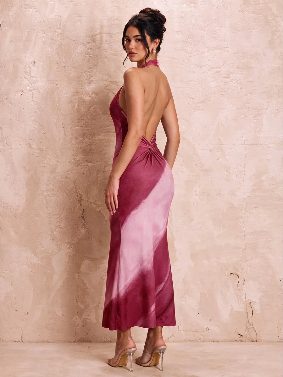 Oriel™ | Twist Halter Mermaid Maxi Dress