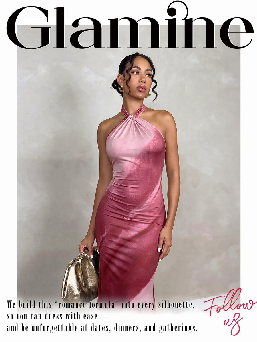 Oriel™ | Twist Halter Mermaid Maxi Dress