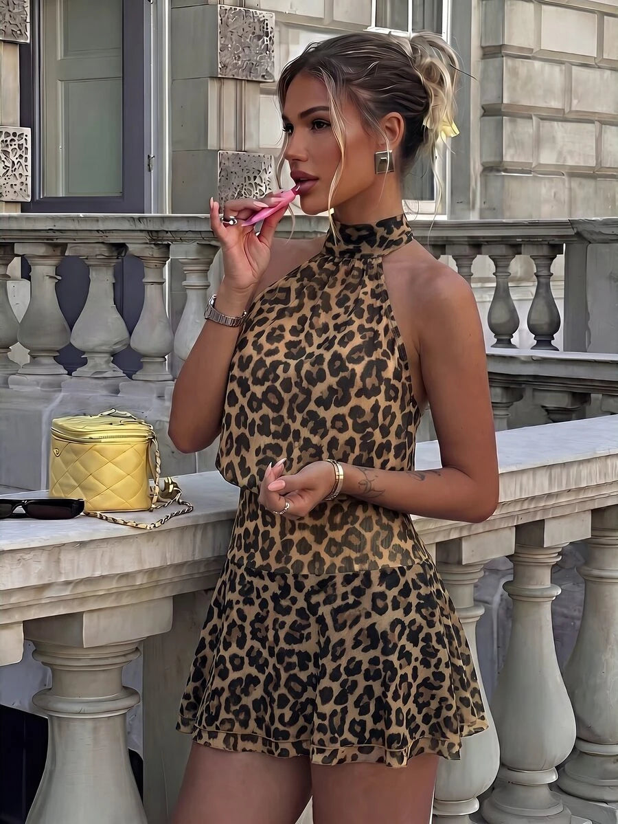 Verena™ | Lace Jacquard Halter Mini Dress