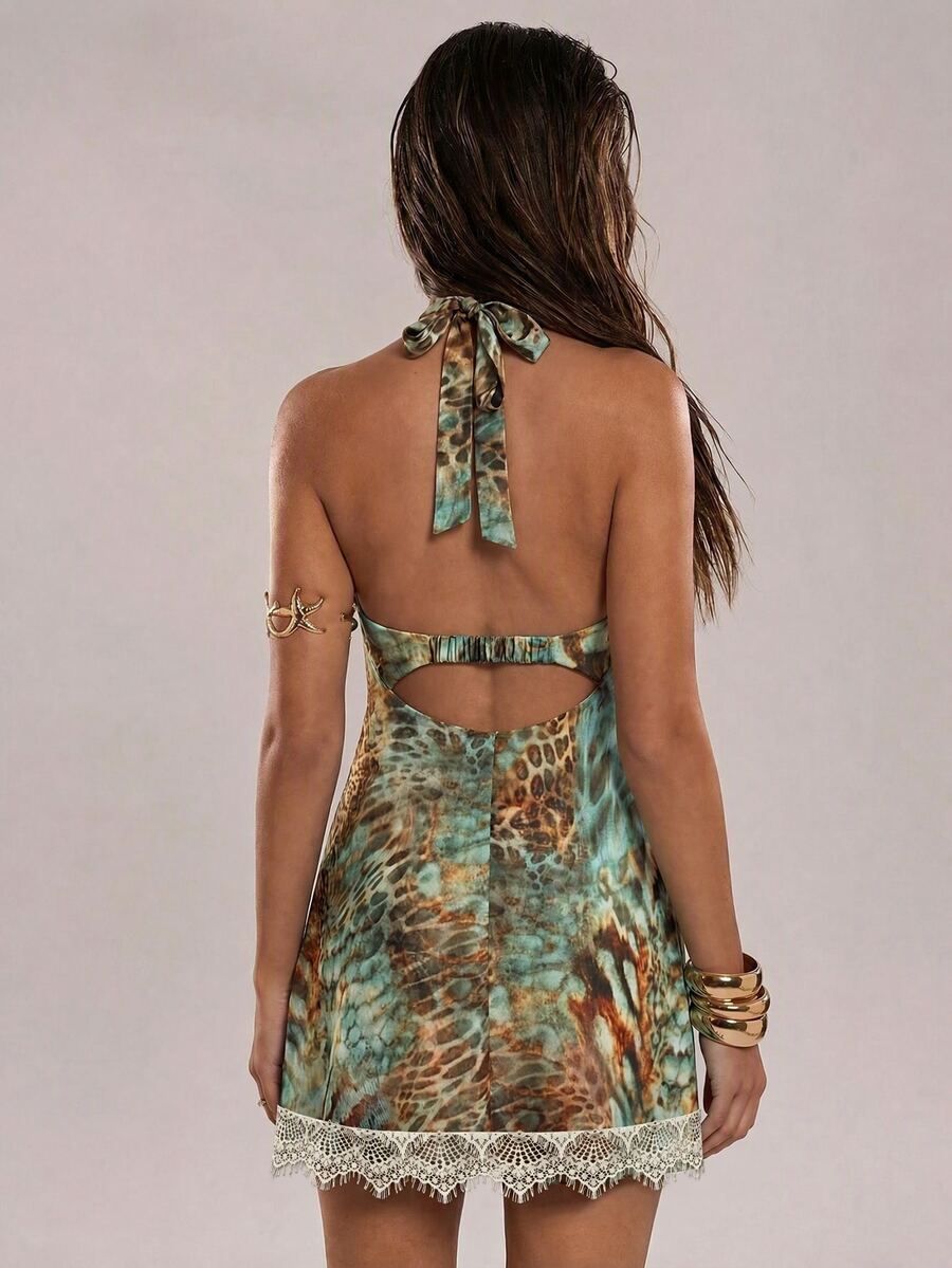 Calista™ | Jacquard Floral Halter Mini Dress