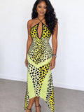 Anwen™ | Leopard Halter Bodycon Mini Dress