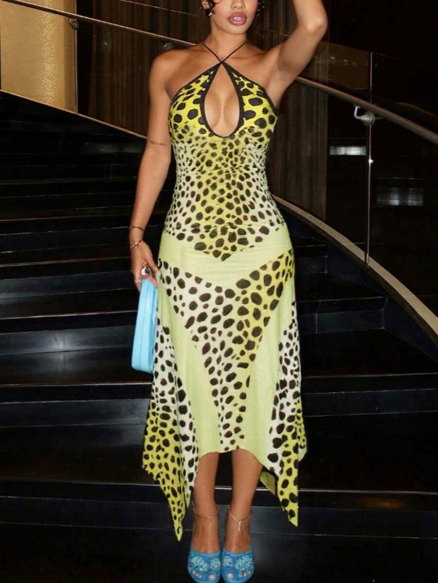 Anwen™ | Leopard Halter Bodycon Mini Dress
