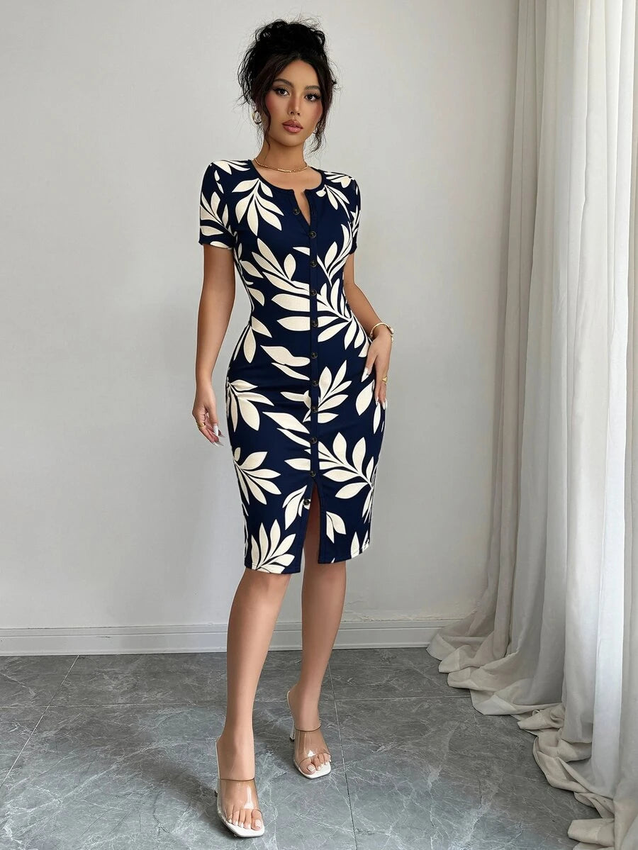 Imogen™ | Ditsy Floral Knit Midi Dress
