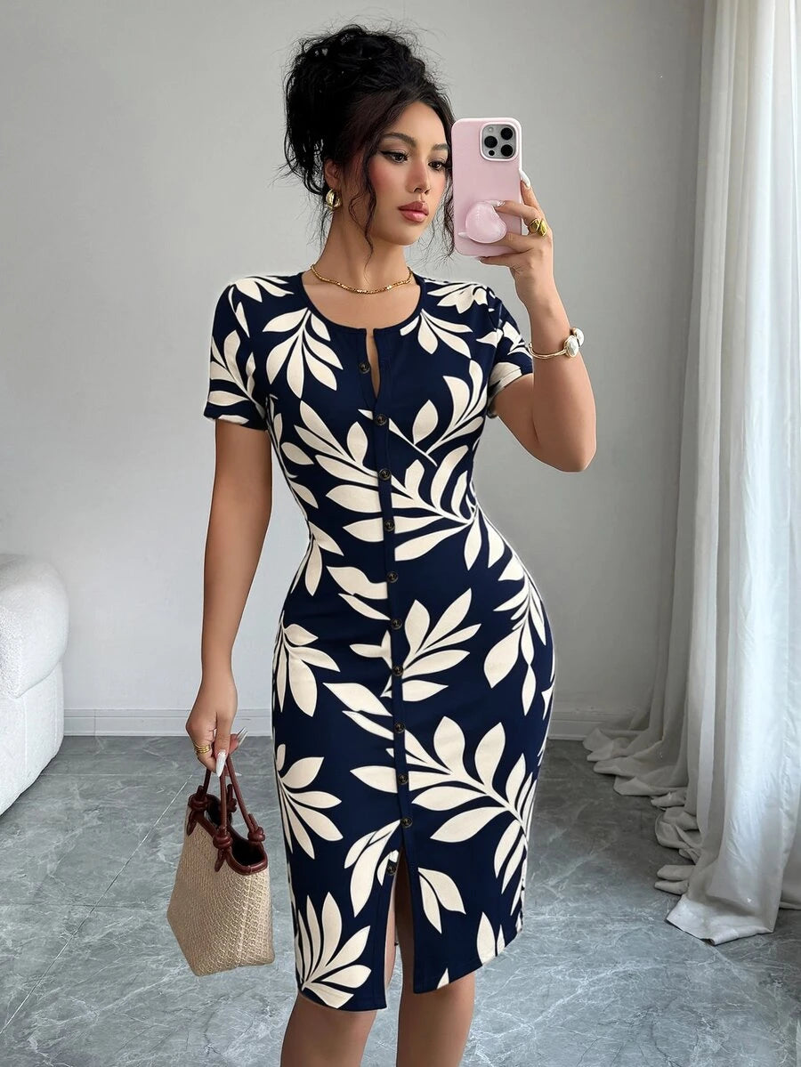Imogen™ | Ditsy Floral Knit Midi Dress