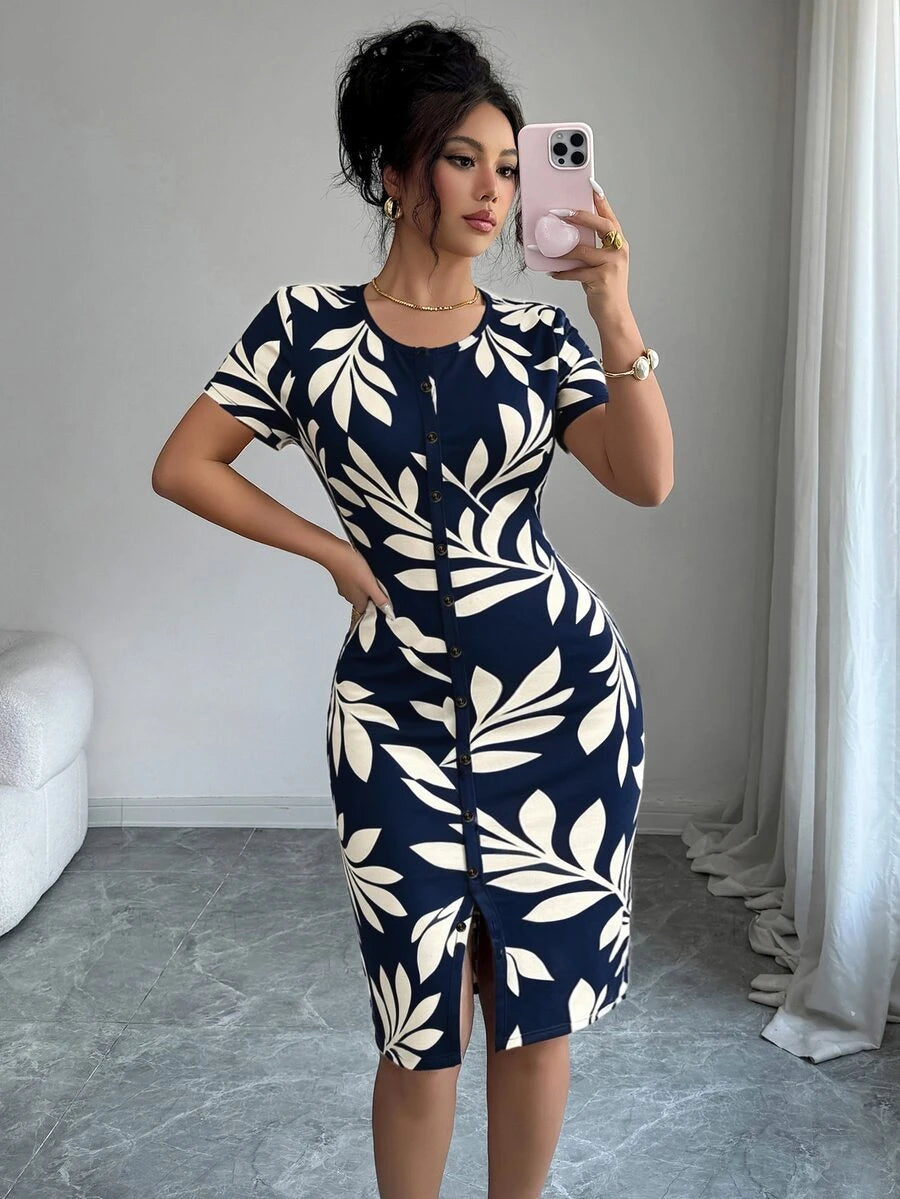 Imogen™ | Ditsy Floral Knit Midi Dress