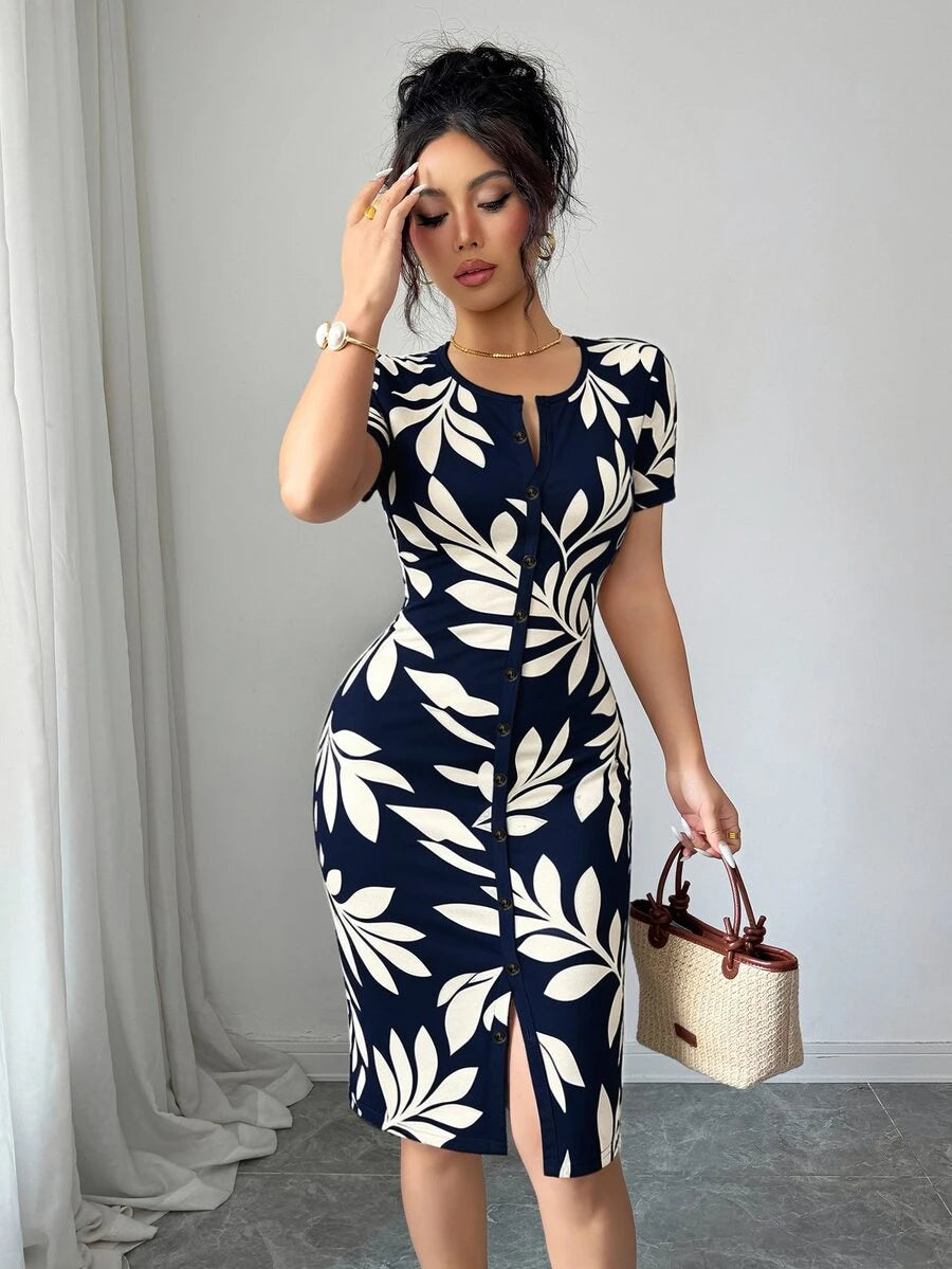 Imogen™ | Ditsy Floral Knit Midi Dress