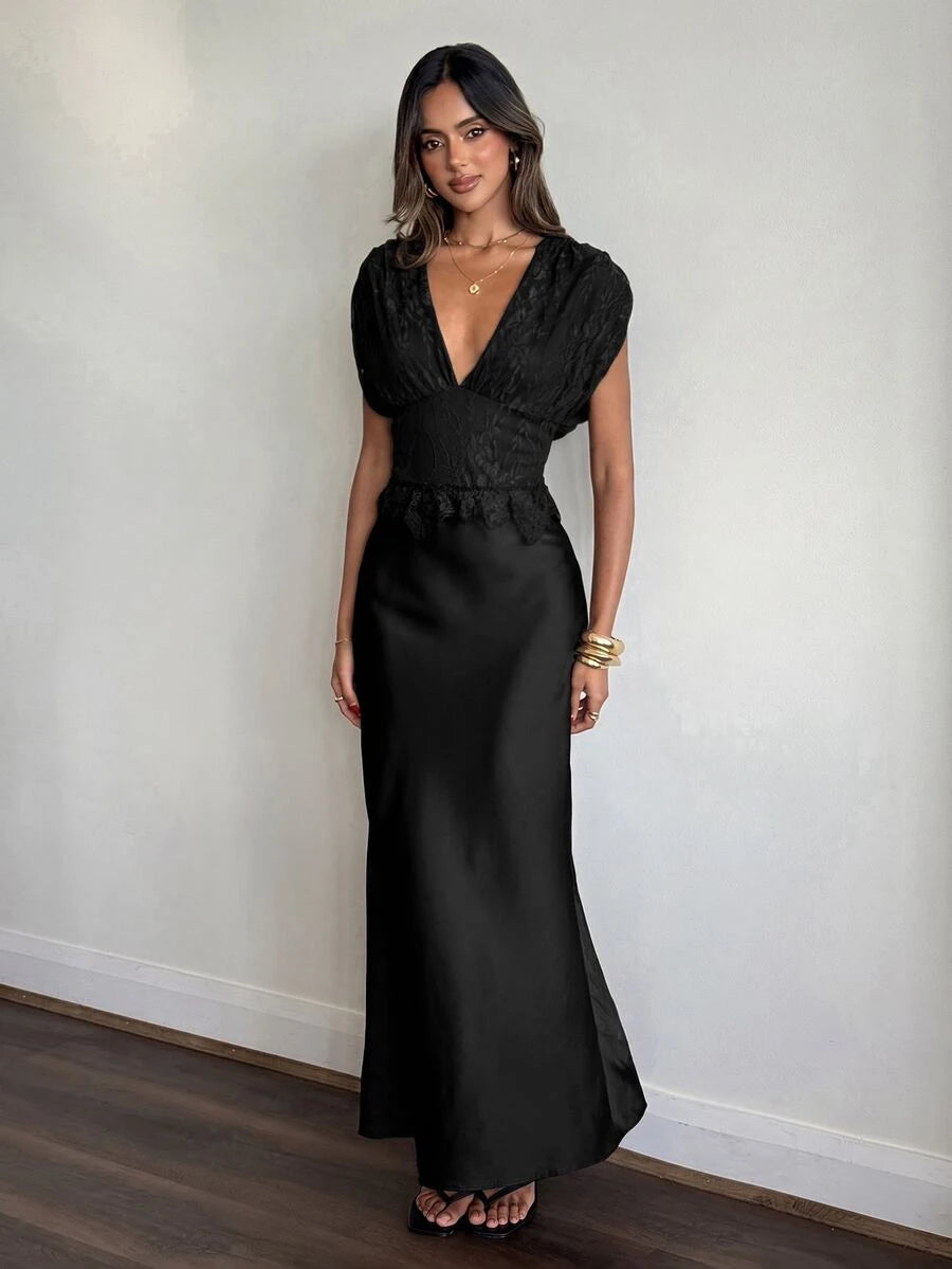 Colette™ | Satin Lace Maxi Dress
