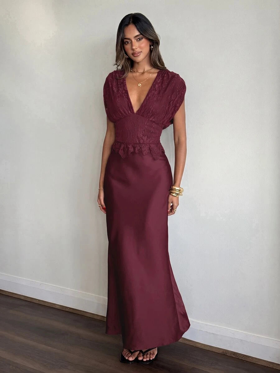 Colette™ | Satin Lace Maxi Dress
