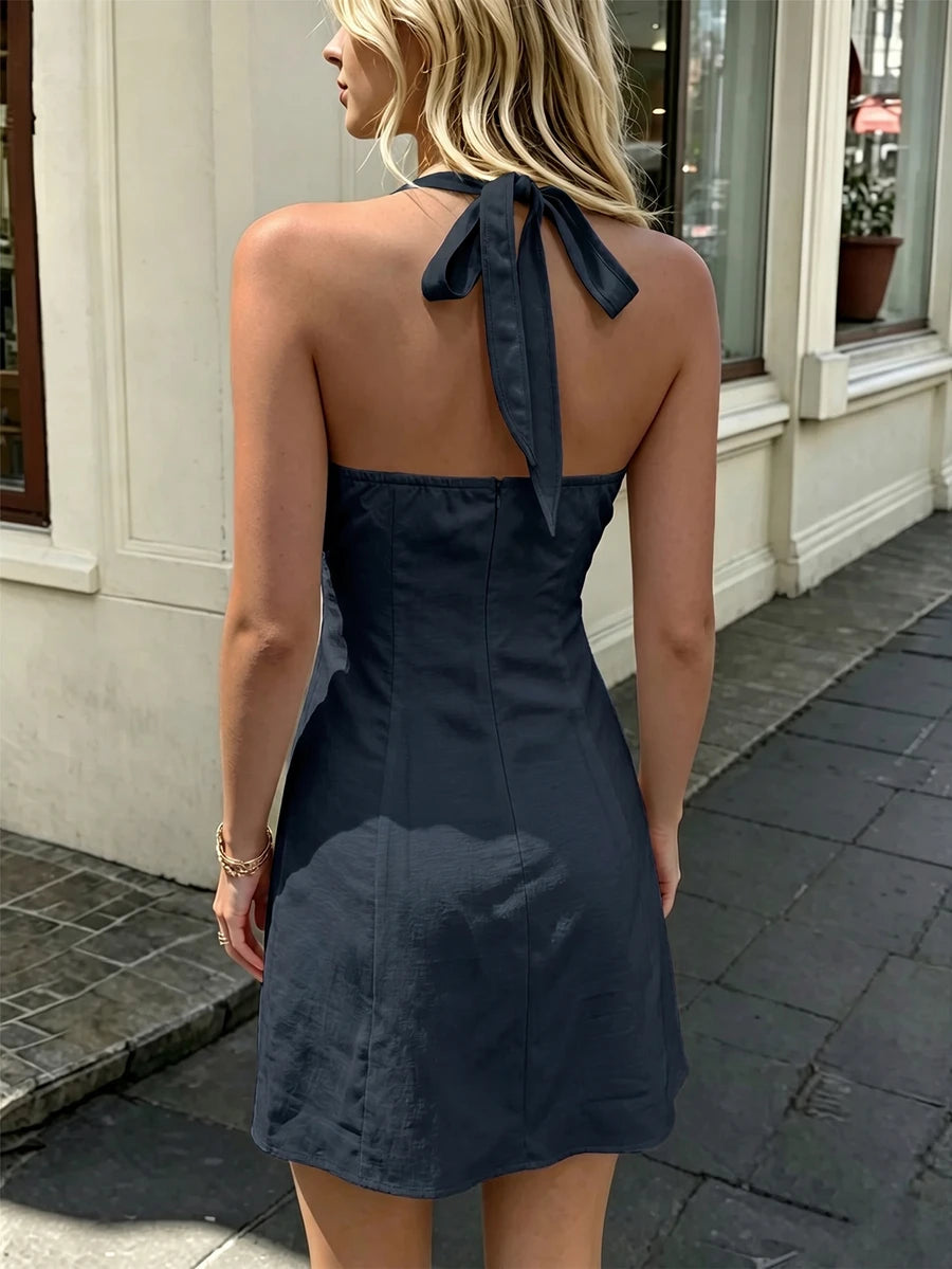 Thea™ | Tie-Up Halter Mini Dress