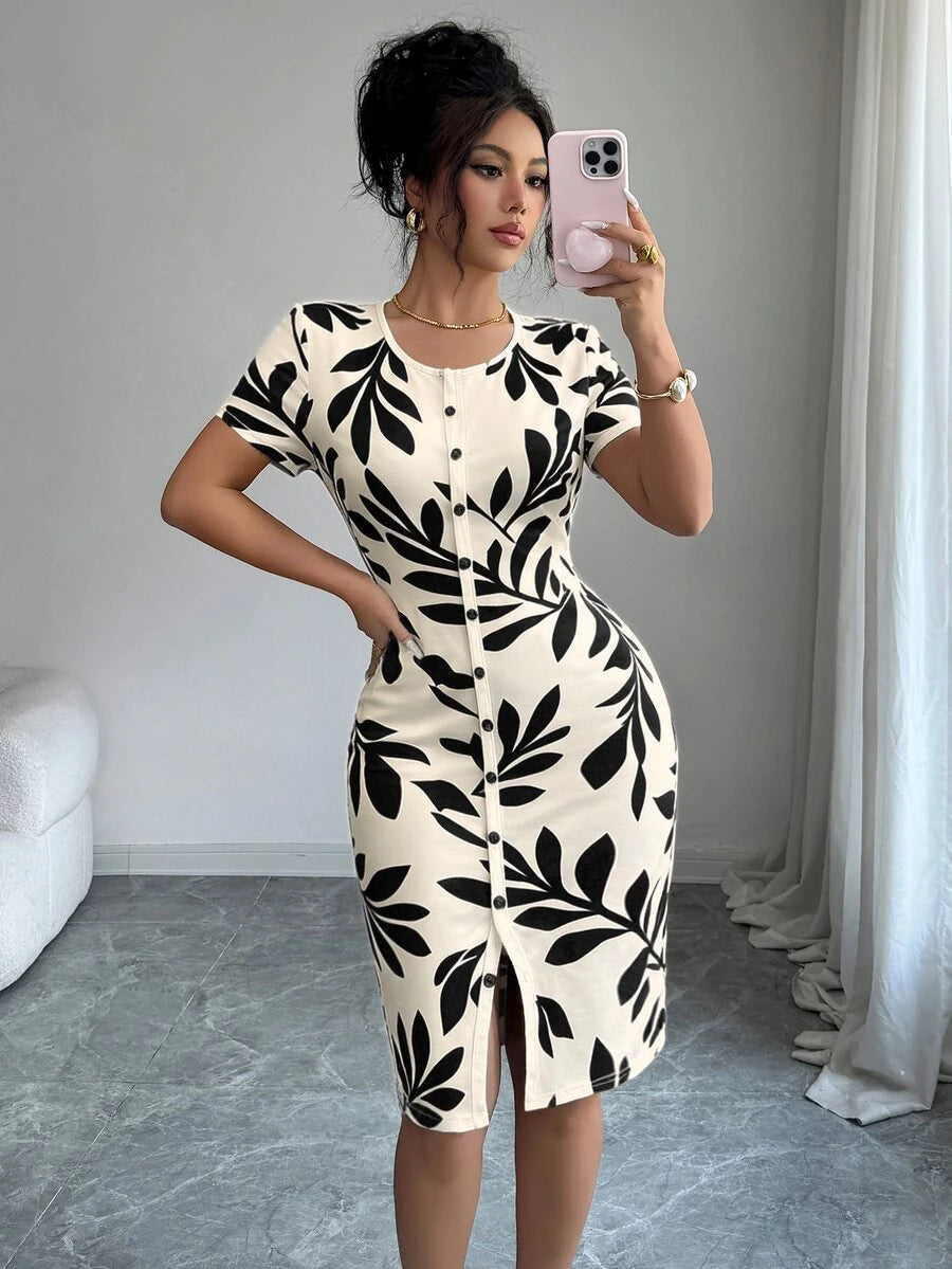 Imogen™ | Ditsy Floral Knit Midi Dress