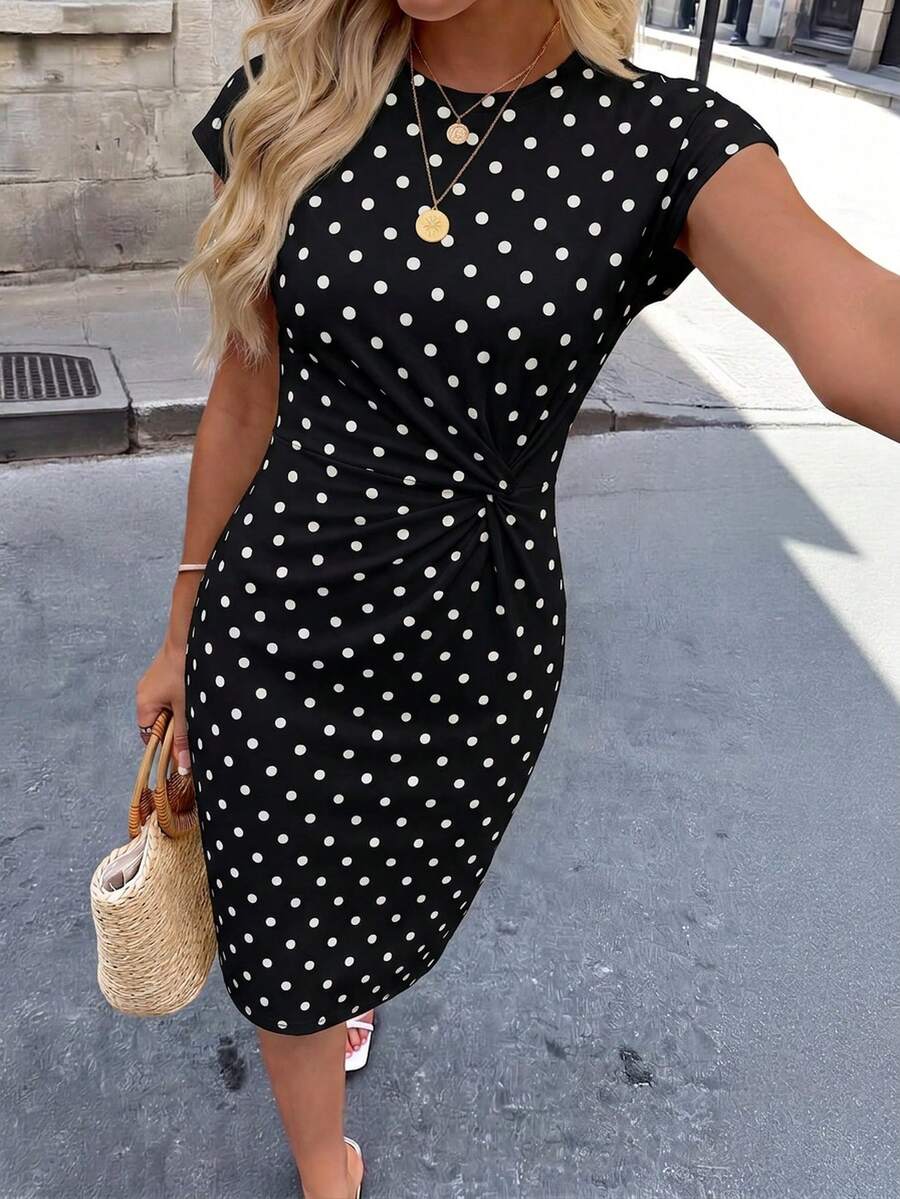 Linnea™ | Twist Print Batwing Midi Dress