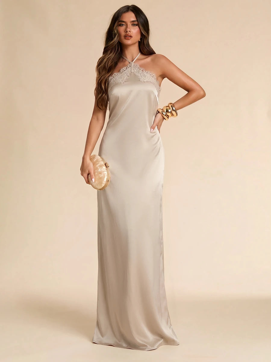 Giselle™ | Halter Lace Maxi Dress