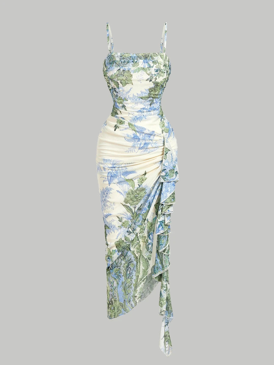 Anika™ | Ruffle Hem Floral Midi Dress