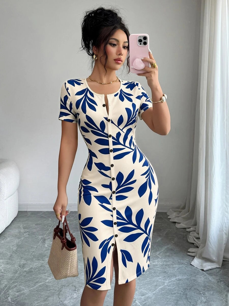 Imogen™ | Ditsy Floral Knit Midi Dress