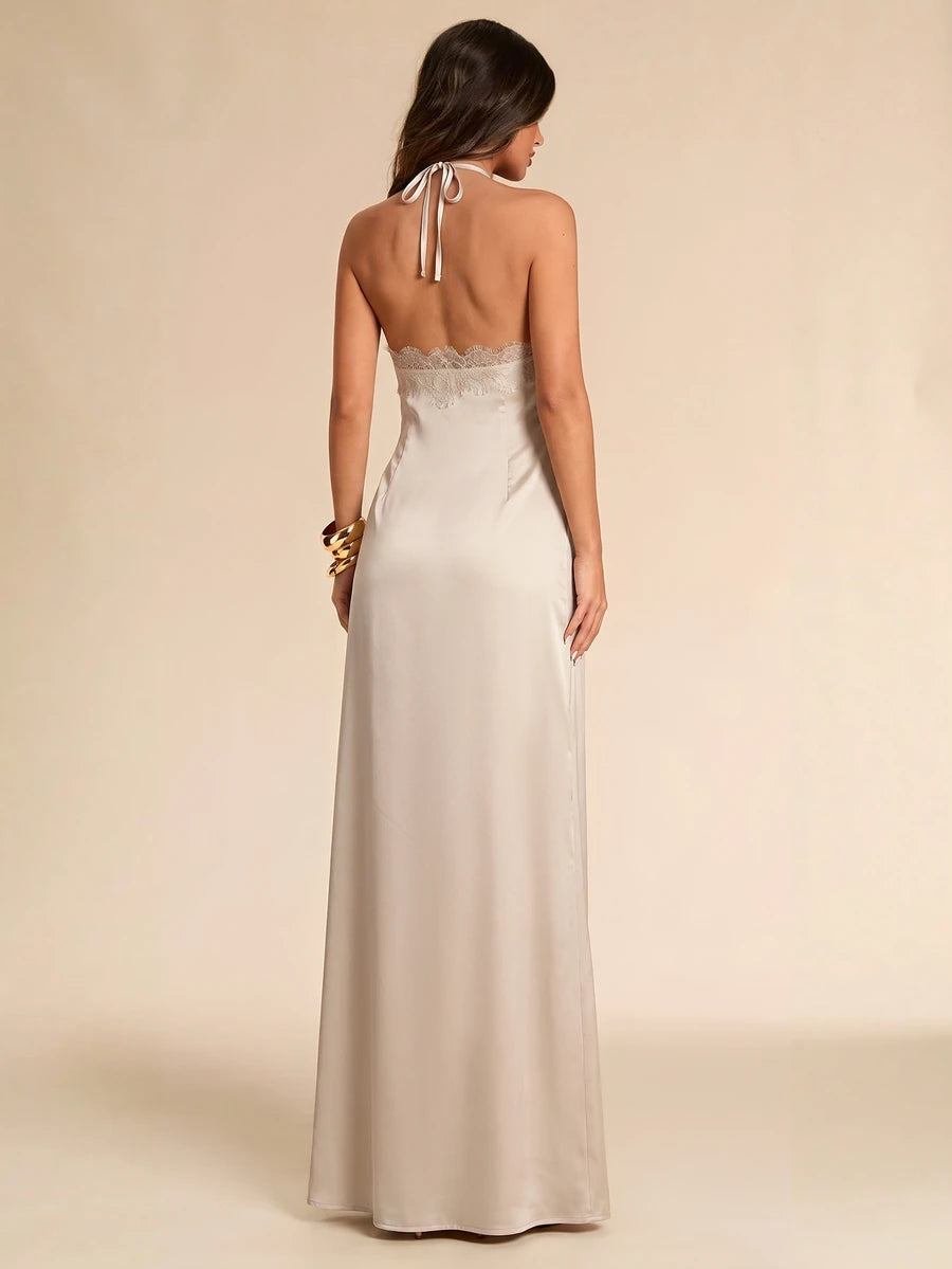 Giselle™ | Halter Lace Maxi Dress